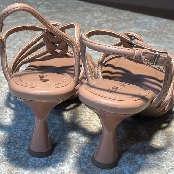 Anne Klein Tan Strappy Luxury Jupiter Open Square Toe Evening Heels Size 7M - Picture 3 of 7